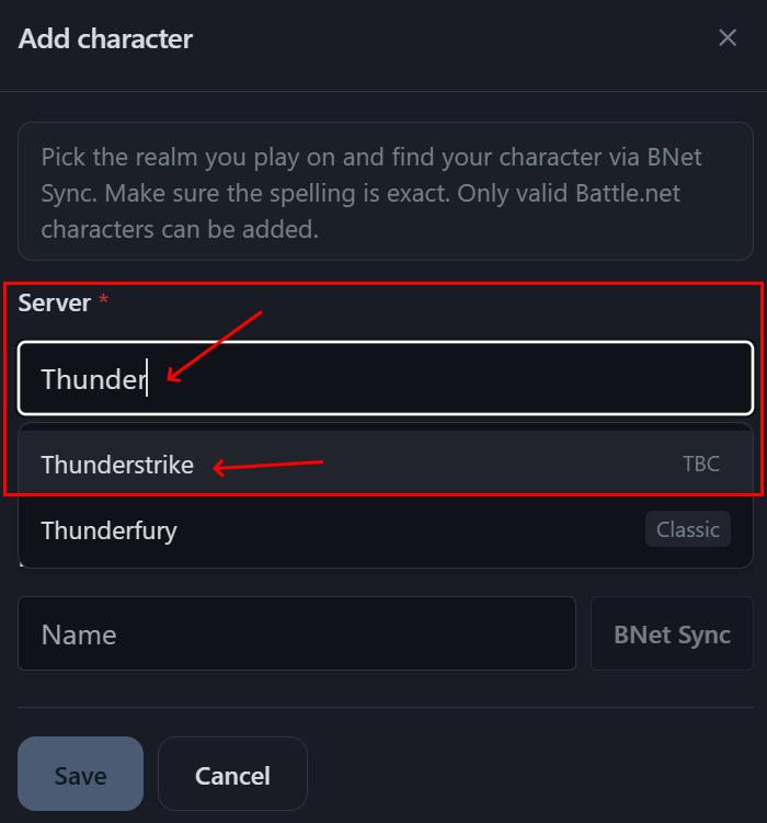 WoW-Server wählen